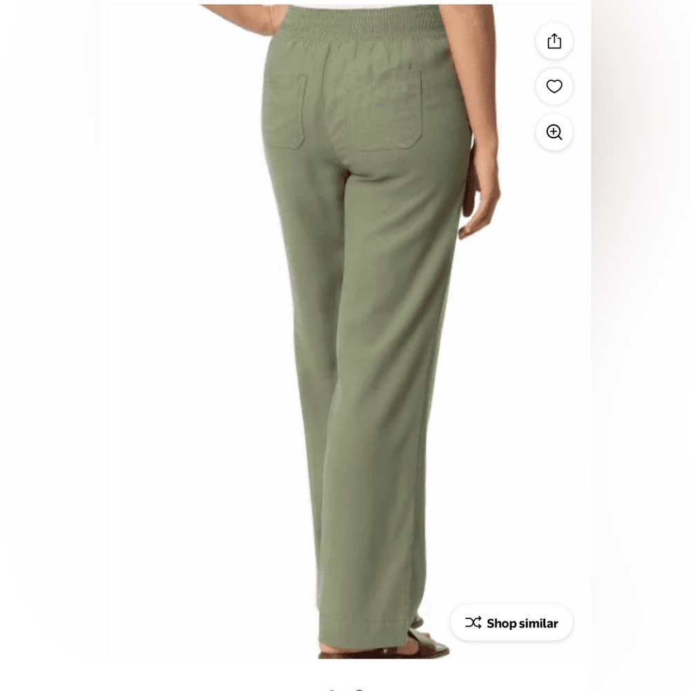 Briggs Women's Linen Blend Pants, Green, Small - Picture 2 of 6